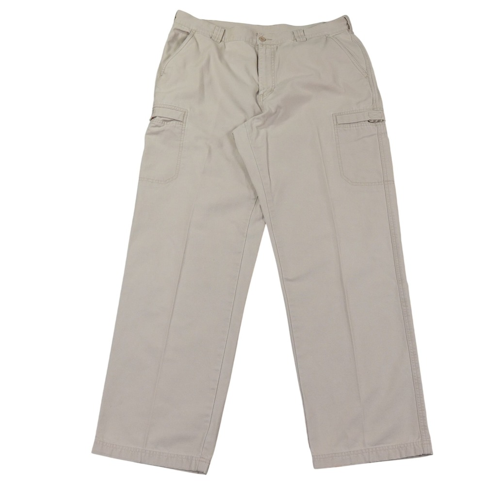 VTG LL Bean Cargo Pants Mens 36 Tan Canvas Utility Workwear Hiking Camp Gorpcore